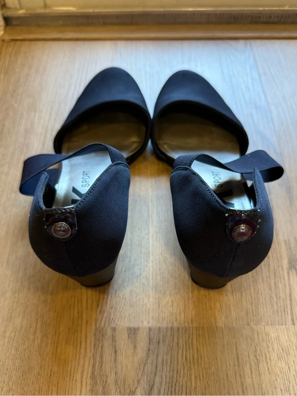 Anne Klein Navy Heels with Cross Strap - WORN ONCE!